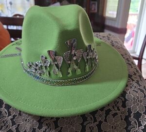Green Women's Hat with Silver Accents